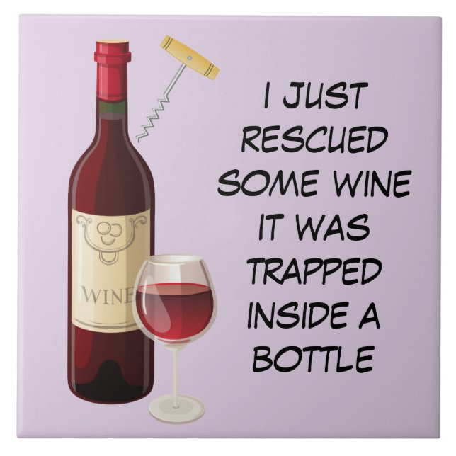 Carreau Illustration de bouteille et en verre de vin (Devant)