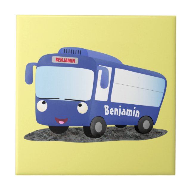 Carreau Illustration de bus moderne bleu mignon en style c (Devant)