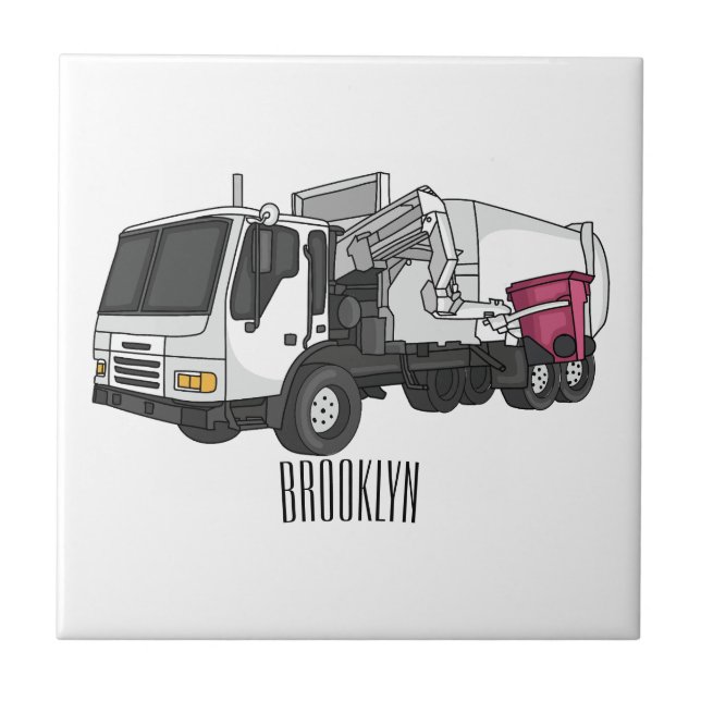 Carreau Illustration de camion à ordures (Devant)