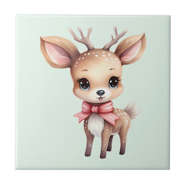 Carreau Illustration de cartoon de bébé cerf mignon (Devant)