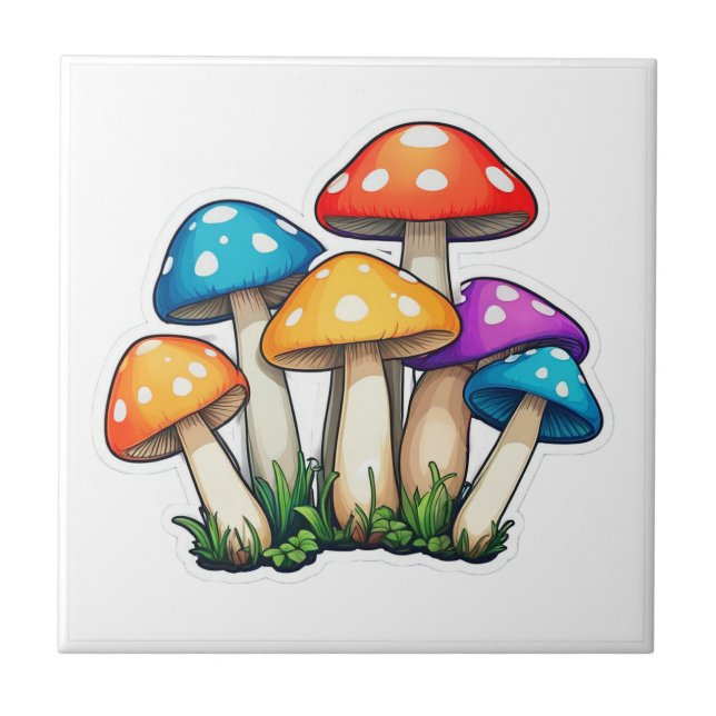 Carreau Illustration de champignon transparent mignon (Devant)