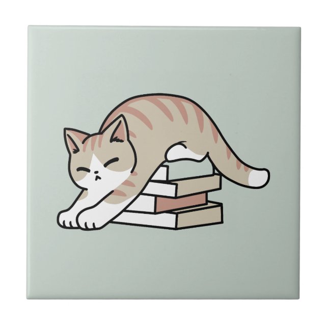 Carreau Illustration de chat Lover - Curled Up & Cosy (Devant)
