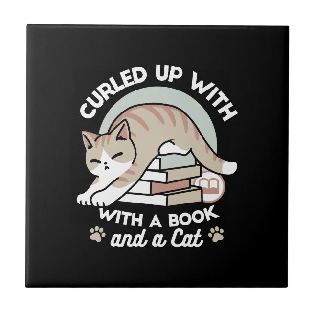 Carreau Illustration de chat Lover - Curled Up & Cosy (Devant)