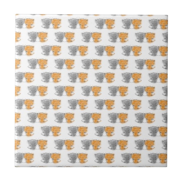 Carreau Illustration de chatons adorables et duveteux - Ar (Devant)