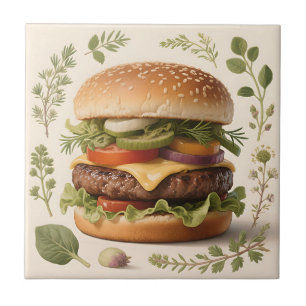 Carreau Illustration de cheeseburger gastronomique