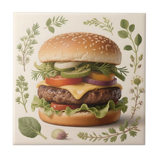 Carreau Illustration de cheeseburger gastronomique (Devant)
