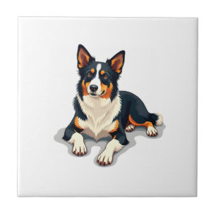 Carreau Illustration de chien vintage tricolore Border Col