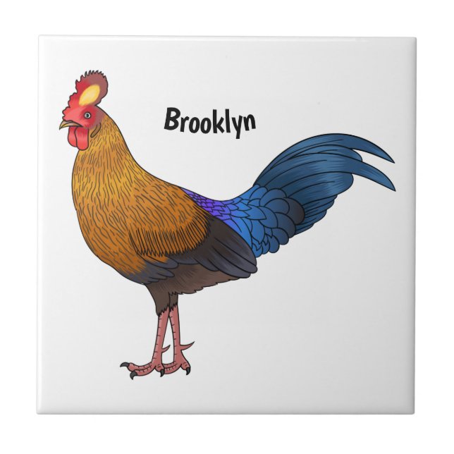 Carreau illustration de coq de Lafayette de style cartoon (Devant)