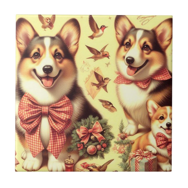 Carreau Illustration de Corgi Corgi gallois mignon (Devant)