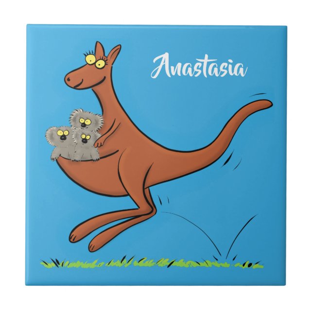 Carreau Illustration de dessin animé Cute kangaroo et koal (Devant)