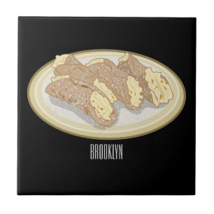 Carreau illustration de dessin animé de cannoli 