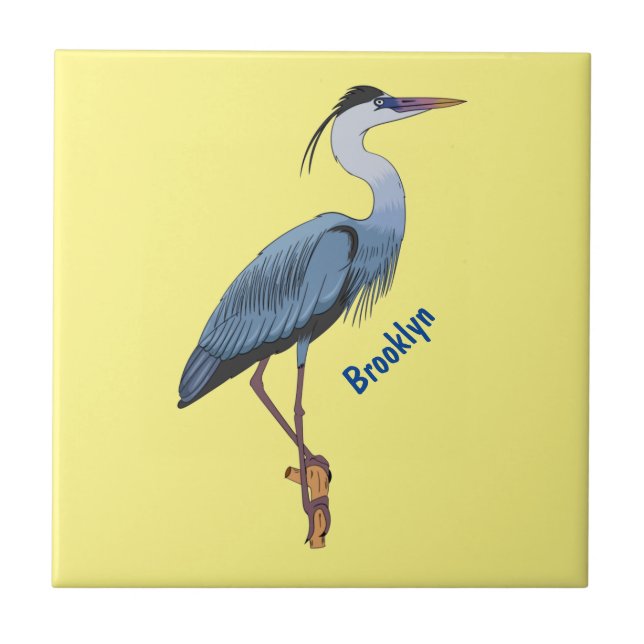 Carreau Illustration de dessin animé de grand héron bleu  (Devant)