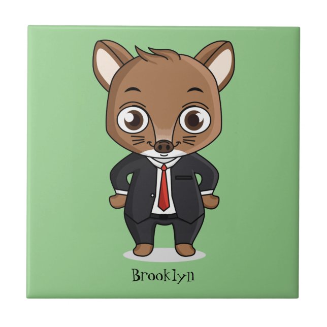 Carreau Illustration de dessin animé de rat mignon (Devant)