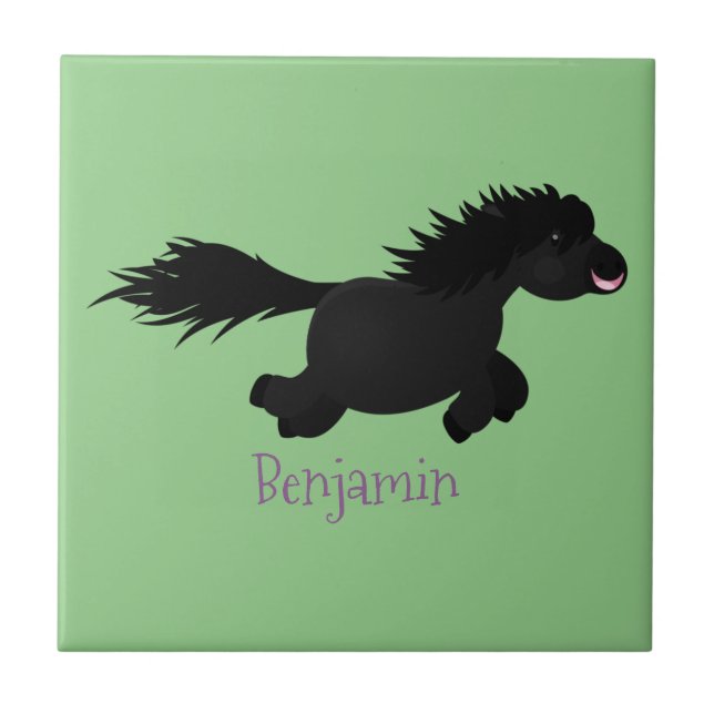 Carreau Illustration de dessin animé d'un poney Shetland m (Devant)