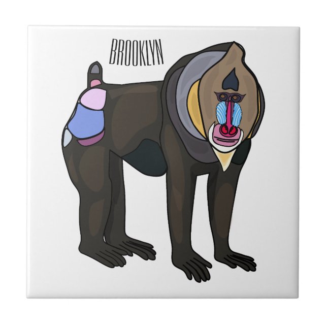 Carreau Illustration de dessin animé Mandrill (Devant)