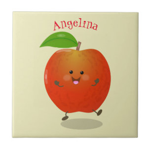 Carreau Illustration de dessin animé sur la pomme de danse