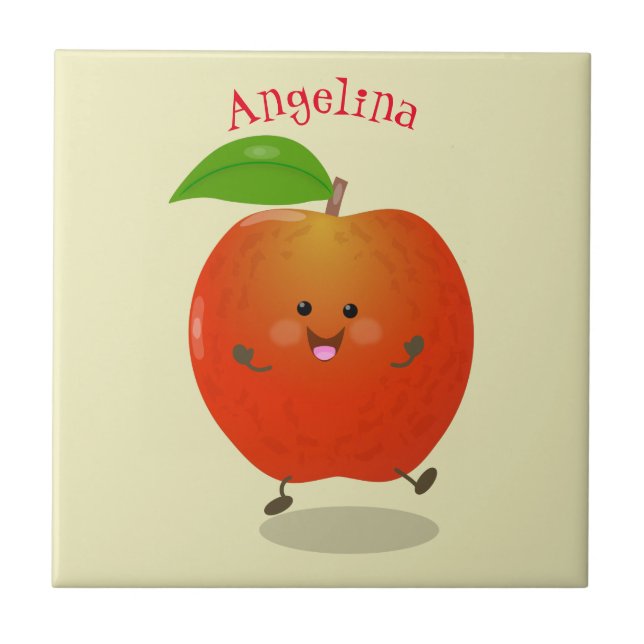 Carreau Illustration de dessin animé sur la pomme de danse (Devant)