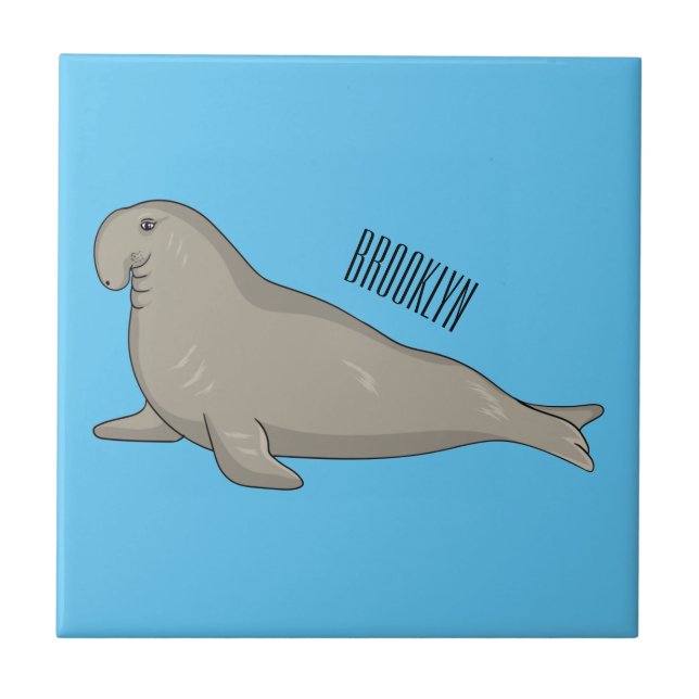 Carreau Illustration de dessin de phoque éléphant (Devant)