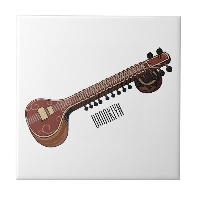 Carreau Illustration de dessin de Sitar (Devant)
