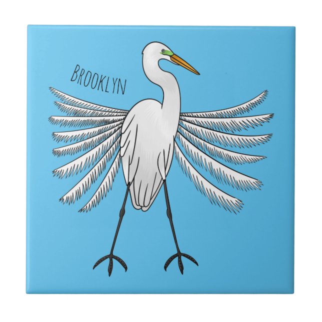 Carreau Illustration de dessin d'oiseau de grand feu (Devant)