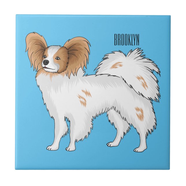 Carreau Illustration de dessin pour chien de Papillon (Devant)