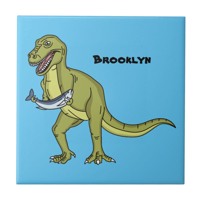 Carreau Illustration de dinosaure T rex drôle (Devant)