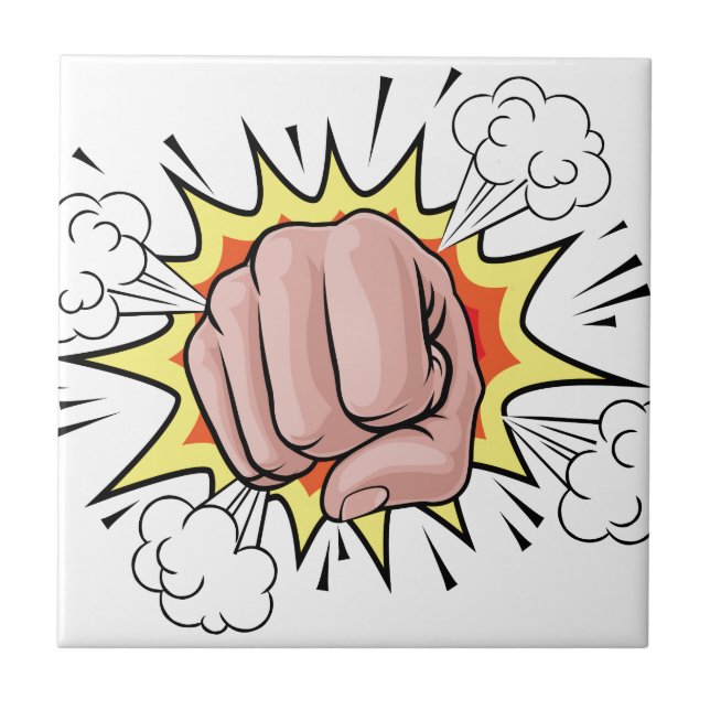 Carreau Illustration de explosion de poing (Devant)