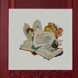 Carreau Illustration de fée amatrice de livres anciens