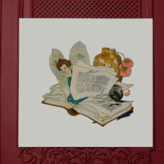 Carreau Illustration de fée amatrice de livres anciens