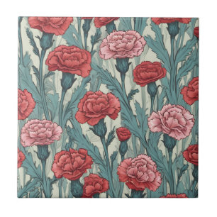 Carreau Illustration de fleur de caronations roses