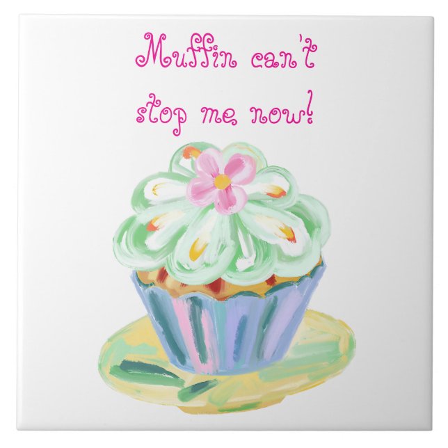 Carreau Illustration de gâteau cupcake rose et vert ludiqu (Devant)