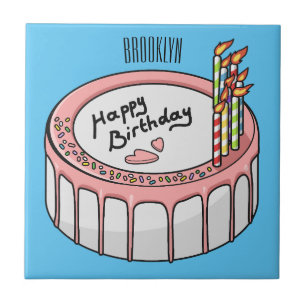 Carreau Illustration de gâteau d'anniversaire en dessin an