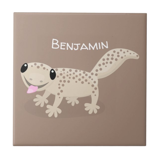 Carreau Illustration de gecko tan tan mignon (Devant)