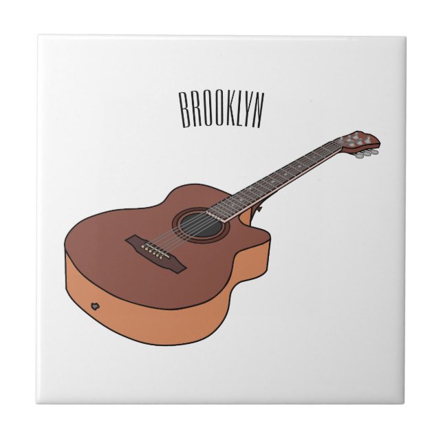 Carreau Illustration de guitare acoustique (Devant)
