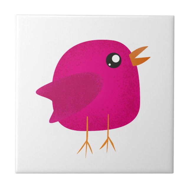 Carreau Illustration de joli oiseau rose (Devant)