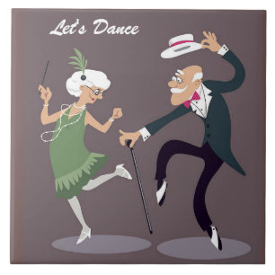 Carreau Illustration de la danse du couple aîné