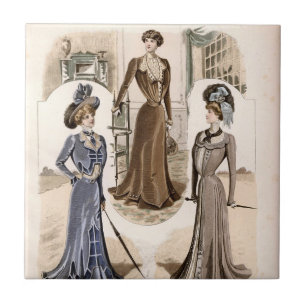 Carreau Illustration de la mode Vintage Edwardian Glam