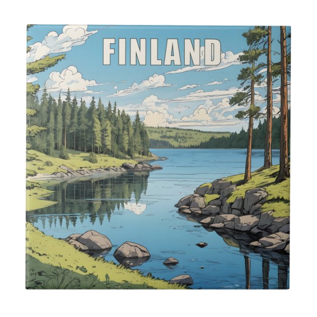 Carreau Illustration de la nature finlandaise (Devant)