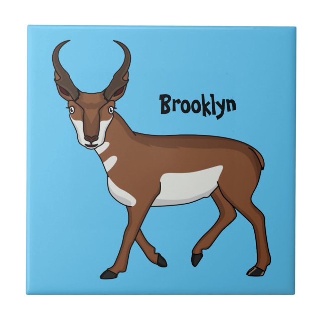 Carreau Illustration de l'antilope Pronghorn (Devant)