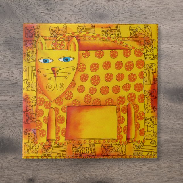 Carreau Illustration de l'aquarelle léopard (Patterned Leopard Watercolour Illustration Ceramic Tile)