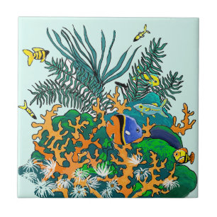 Carreau Illustration de l'aquarium de poissons tropicaux d