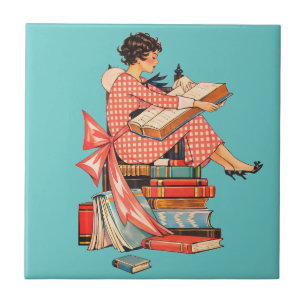 Carreau Illustration de lecture pour amateur de livres anc