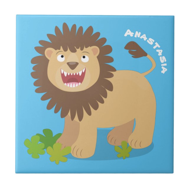 Carreau Illustration de l'effervescence de lions heureux (Devant)