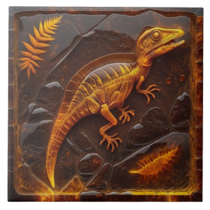 Carreau Illustration de l'effet de fossile de dinosaure am