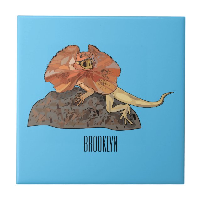 Carreau Illustration de lézard à col frisé (Devant)