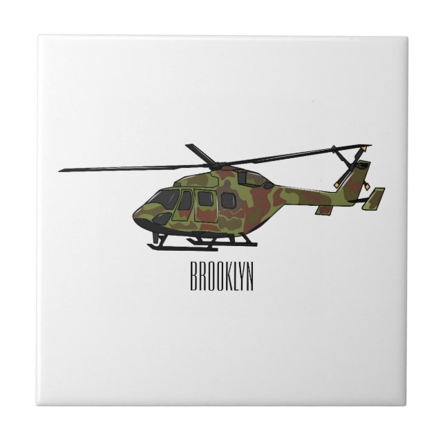 Carreau Illustration de l'hélicoptère de l'armée (Devant)