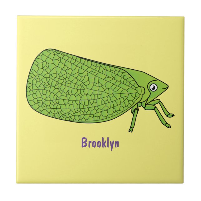 Carreau Illustration de l'insecte de la trémie verte mûre (Devant)