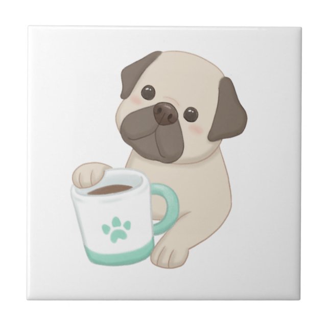Carreau Illustration de mignon chien et de muscade (Devant)