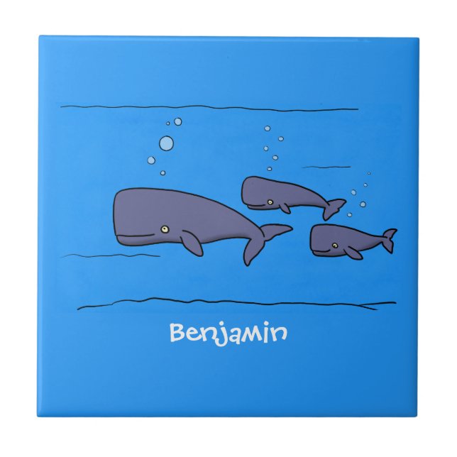 Carreau Illustration de mignonne migratrice de baleines à  (Devant)