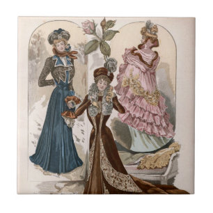 Carreau Illustration de mode Vintage Dames en Gowns